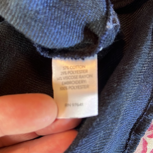 J JILL sz XL Embroidered Tunic Casual Striped LagenlookJOHNNY WAS Vibes $99 NEW - Picture 10 of 16